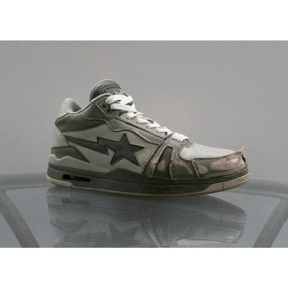 A Bathing Ape BAPE "Clutch Sta #1" Olive Drab J30-191-020 Size 9 **THRASHED** - Picture 1 of 9